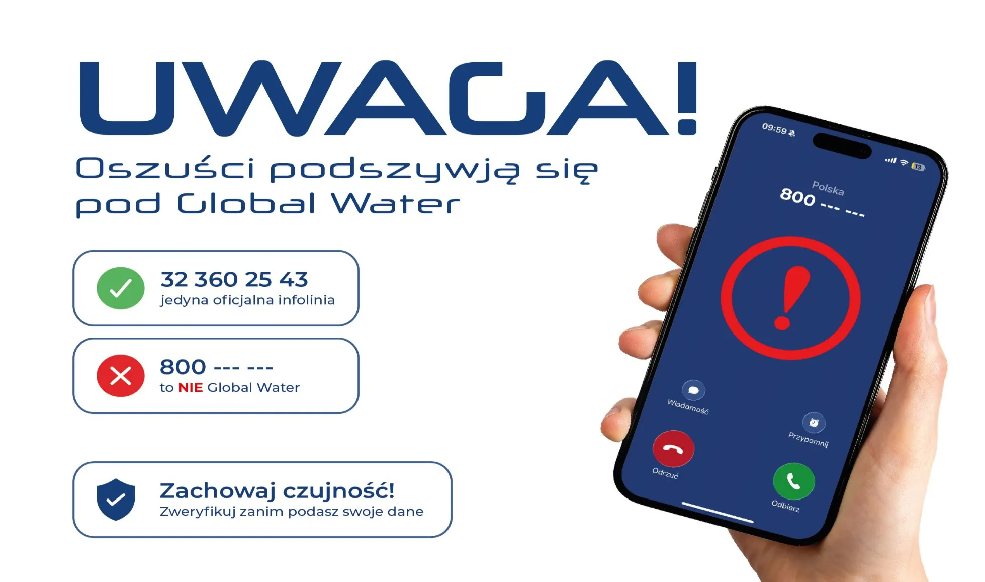 Uwaga! Oszuści podszywają się pod Global Water!